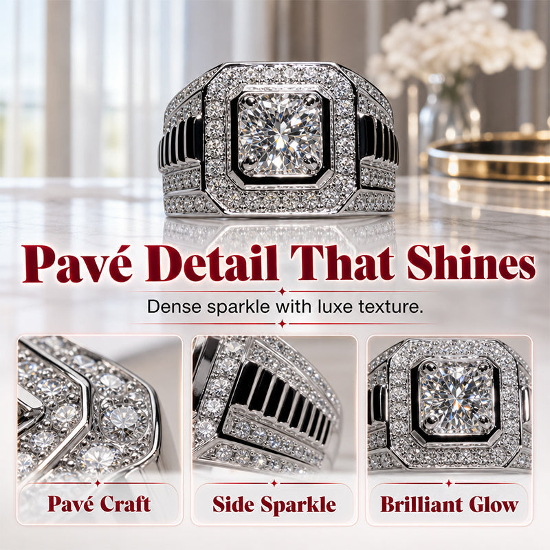 Anillo Elegante Cuadrado con Halo Brillante