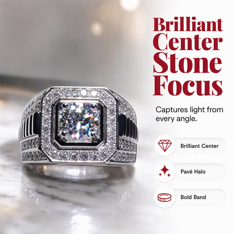 Anillo Elegante Cuadrado con Halo Brillante