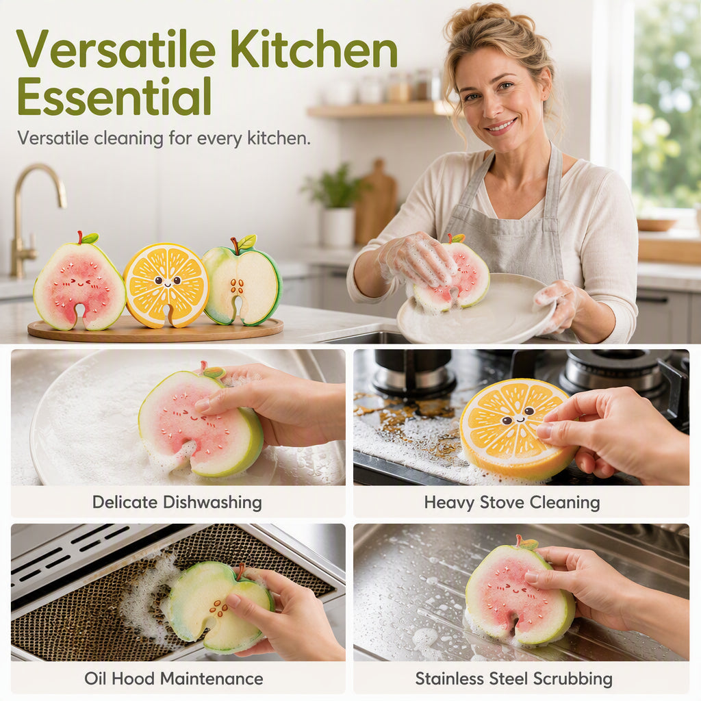Esponja para lavar platos con forma de fruta adorable