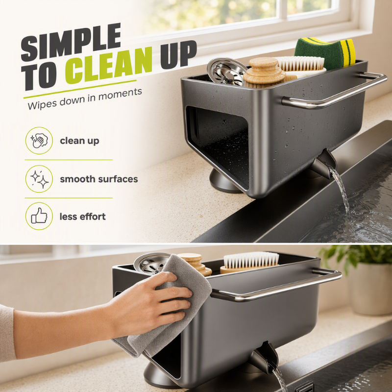 ⏳Time-Limited Special⏰Stainless Steel Kitchen Sink Suction Cup Organizer