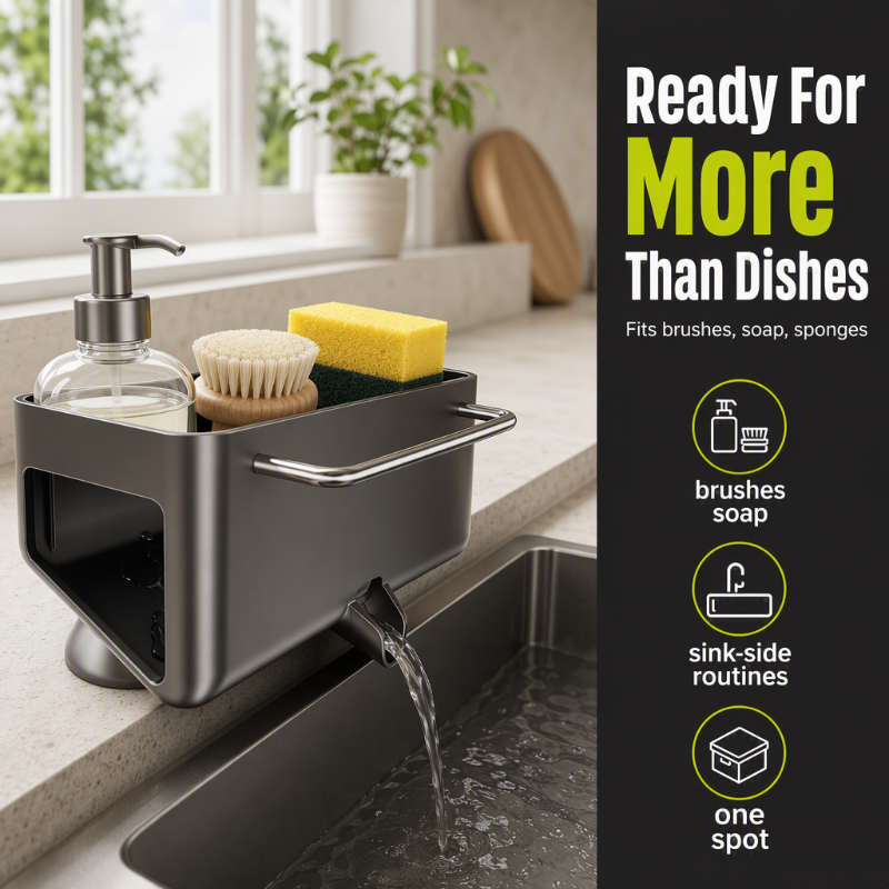 ⏳Time-Limited Special⏰Stainless Steel Kitchen Sink Suction Cup Organizer