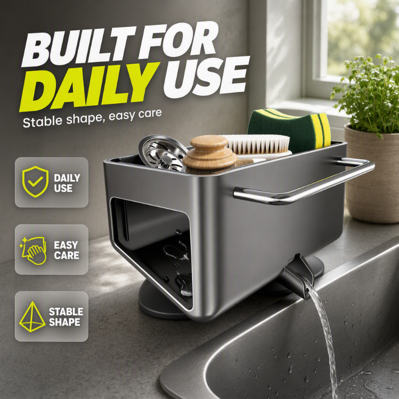 ⏳Time-Limited Special⏰Stainless Steel Kitchen Sink Suction Cup Organizer