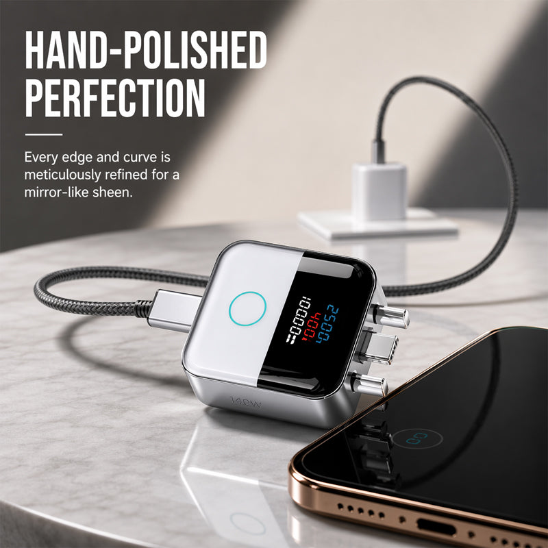 🔋Cargador inteligente USB-C de 140 W con múltiples puertos y pantalla LED digital – Carga rápida y control inteligente de corriente para móviles, tablets y portátiles