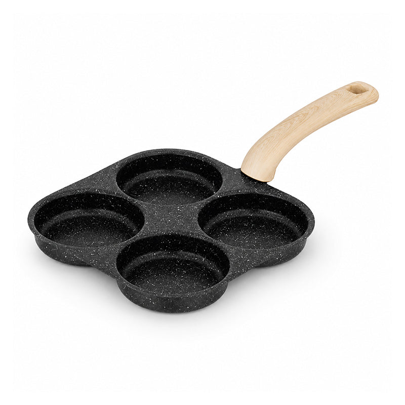 🍳 ¡AHORRA 50%! 🥞 Sartén Antiadherente de 4 Moldes – Perfecta para el Desayuno, Calor Uniforme y Fácil de Voltear – Recubrimiento de Grado Alimentario y Hierro Fundido Duradero ✨