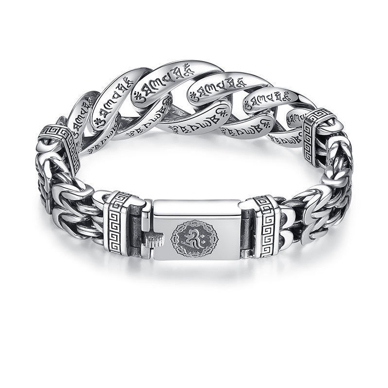Pulsera Retro con Mantra de Seis Sílabas para Hombre