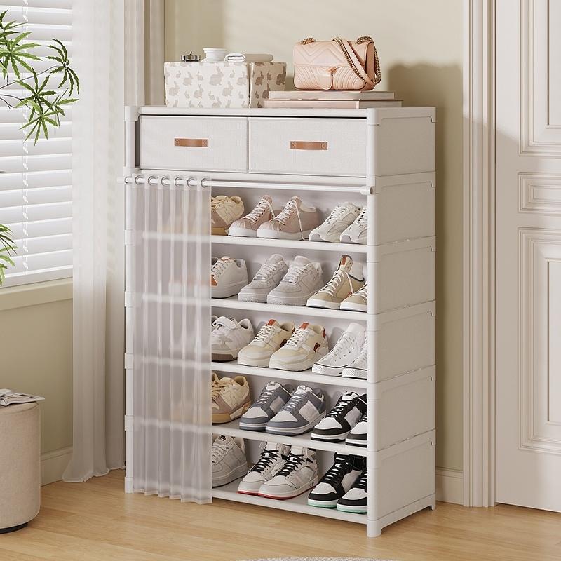 👟 🏠 Multi-Layer Shoe Rack – 360° Dustproof Protection, Removable Shelves & Dual Top Drawers – Compact Space-Saving Design ✨