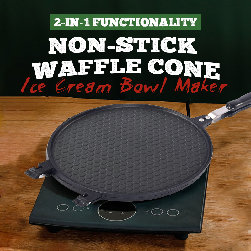 🔥 Sartén antiadherente de doble uso: ¡perfecta para panqueques, filetes y conos de wafle! 🥞🥩🍦