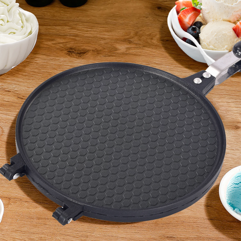 🔥 Sartén antiadherente de doble uso: ¡perfecta para panqueques, filetes y conos de wafle! 🥞🥩🍦