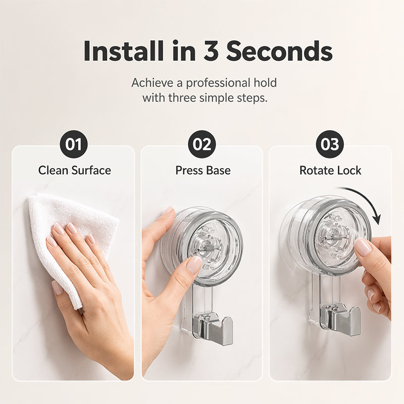 Ganchos de ventosa al vacío sin perforaciones – Colgadores de pared de alta resistencia para cocina y baño