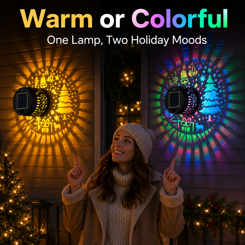 🎄❄️ 50% OFF! Lámpara Solar de Pared con Proyección Decorativa para Exterior IP65