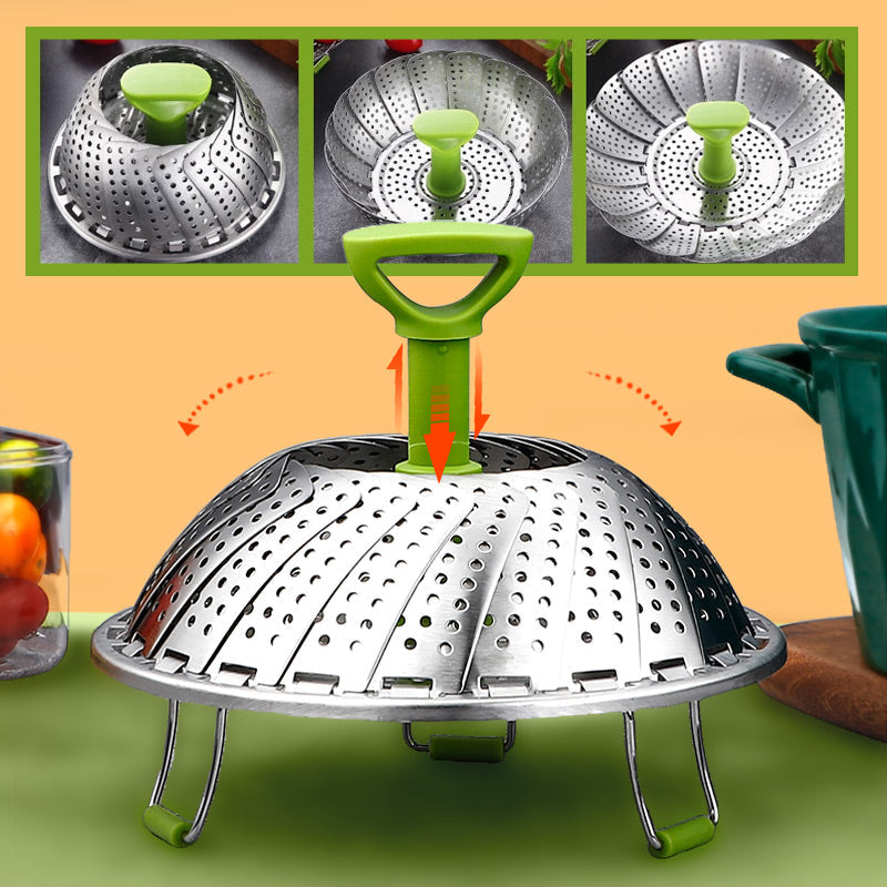 ⏳🔥50% de Descuento por Tiempo Limitado! ⏰ Cesta Vaporera Plegable de Acero Inoxidable