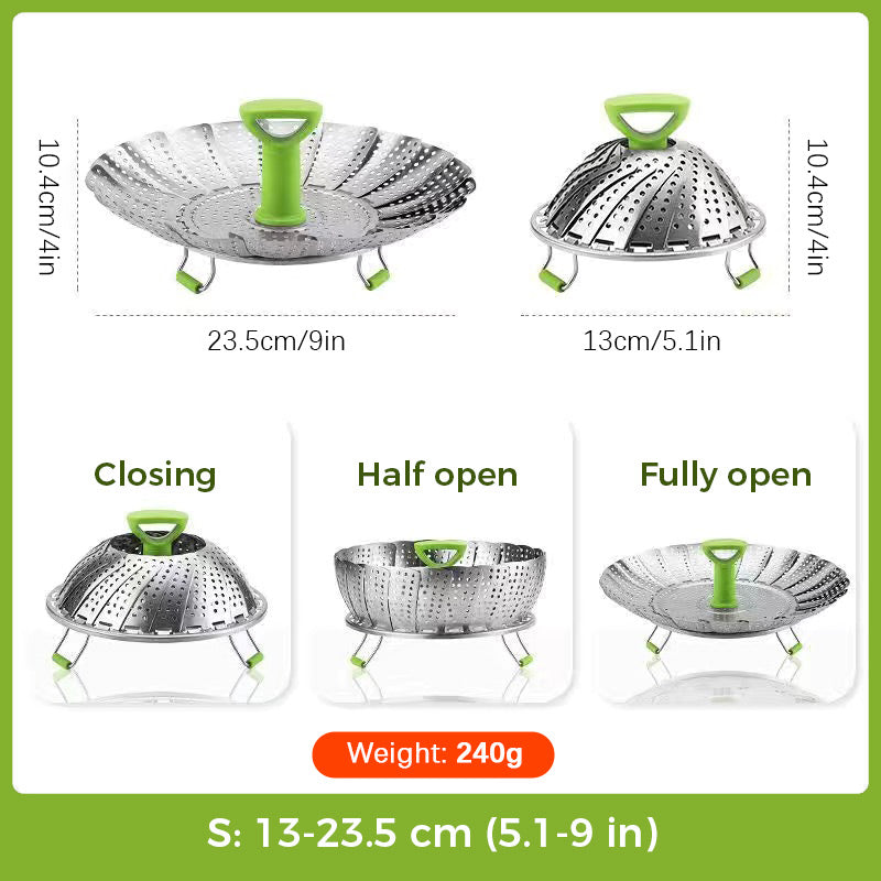 ⏳🔥50% de Descuento por Tiempo Limitado! ⏰ Cesta Vaporera Plegable de Acero Inoxidable