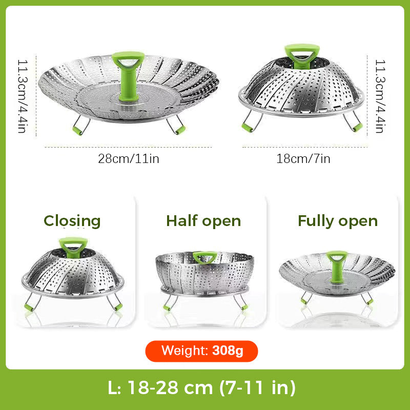 ⏳🔥50% de Descuento por Tiempo Limitado! ⏰ Cesta Vaporera Plegable de Acero Inoxidable