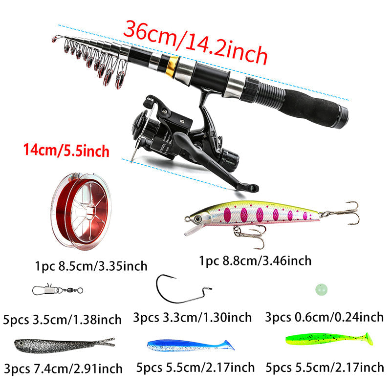 ⏳🔥LIMITED-TIME 50% OFF! ⏰Complete Travel Fishing Gear Set & Carrying Bag🎣