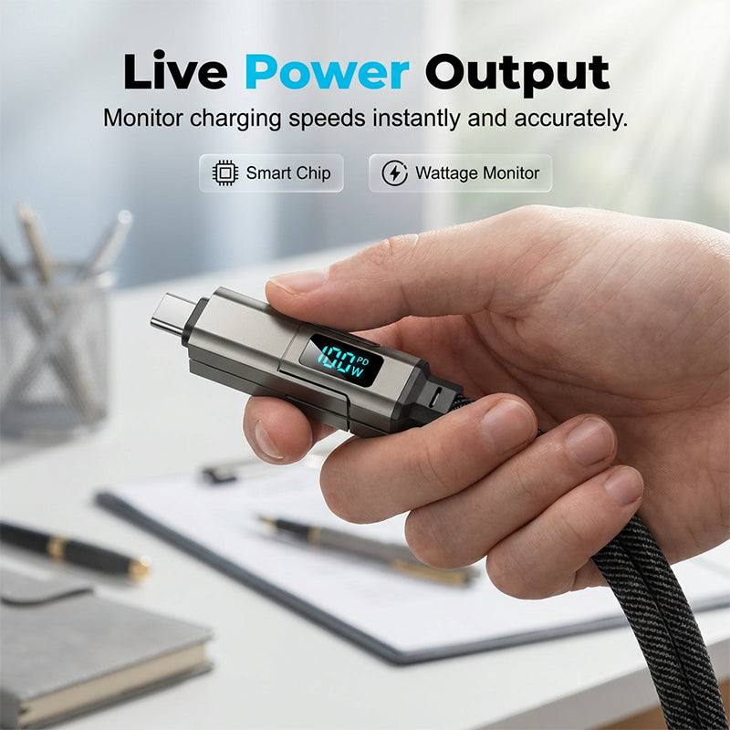 4-in-1 Digital Display Keychain Charging Cable