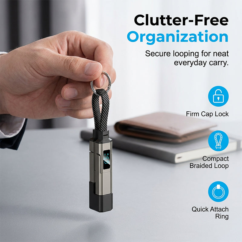 4-in-1 Digital Display Keychain Charging Cable