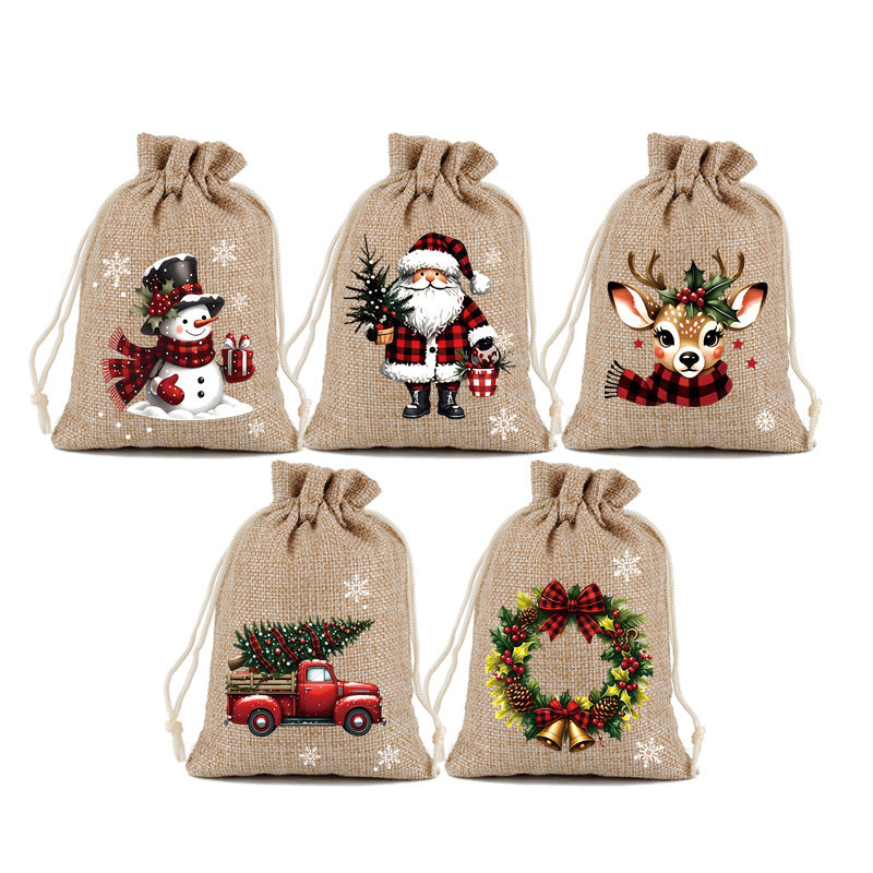 🎅 ¡50% DE DESCUENTO POR TIEMPO LIMITADO! ✨ Bolsas de regalo navideñas con cordón – Diseño de Papá Noel y renos, bolsas de tela reutilizables ✨