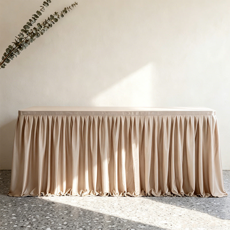 💥 Faldón Plisado para Mesa de Eventos – Decoración Elegante y de Fácil Instalación ✨