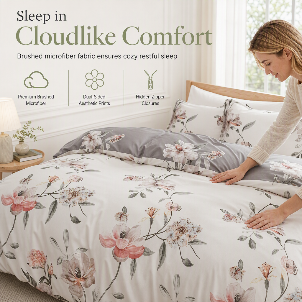 ⏳ Oferta por tiempo limitado ⏰ Juego de cama floral suave y reversible para todas las estaciones ✨