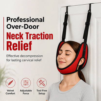 Dispositivo de tracción cervical para colocar sobre la puerta para alivio del dolor de cuello