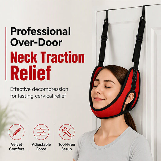 Dispositivo de tracción cervical para colocar sobre la puerta para alivio del dolor de cuello