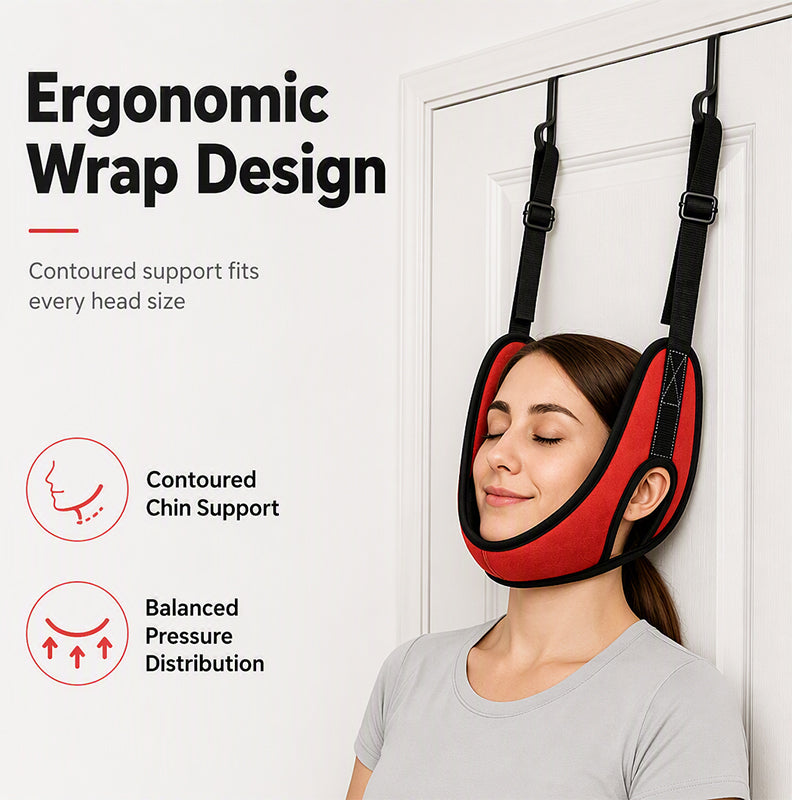 Dispositivo de tracción cervical para colocar sobre la puerta para alivio del dolor de cuello