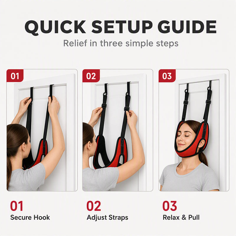 Dispositivo de tracción cervical para colocar sobre la puerta para alivio del dolor de cuello
