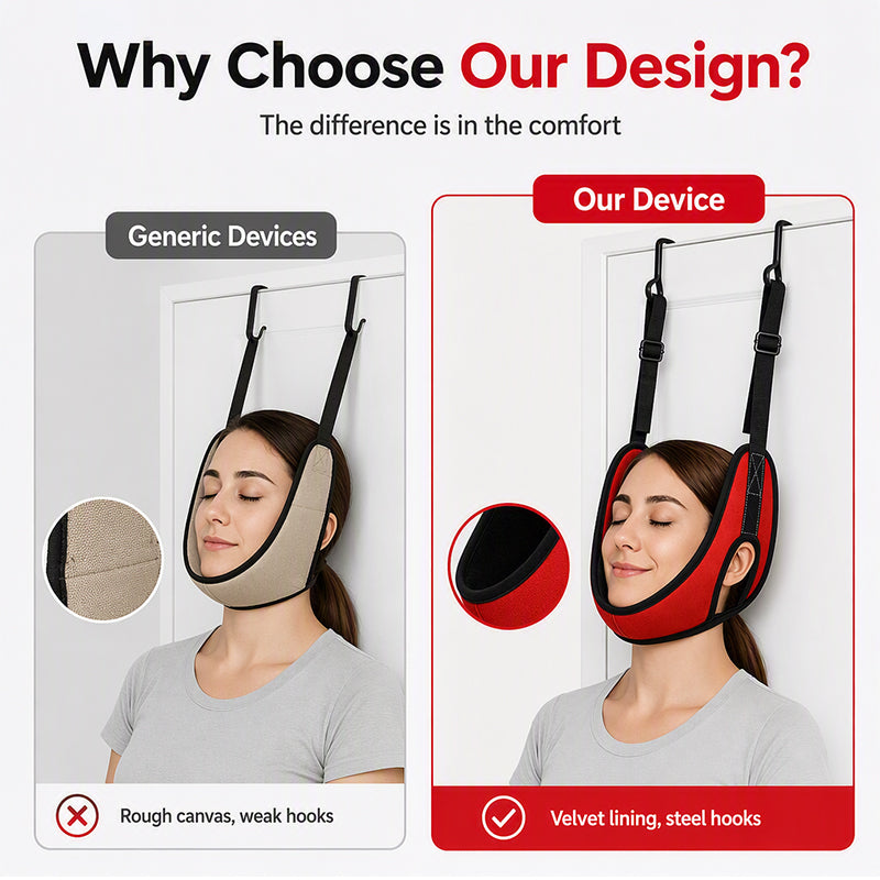 Dispositivo de tracción cervical para colocar sobre la puerta para alivio del dolor de cuello