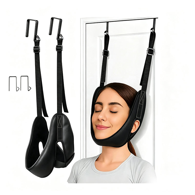 Dispositivo de tracción cervical para colocar sobre la puerta para alivio del dolor de cuello
