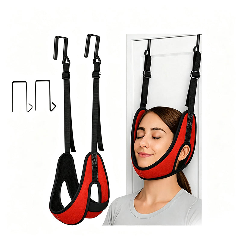Dispositivo de tracción cervical para colocar sobre la puerta para alivio del dolor de cuello