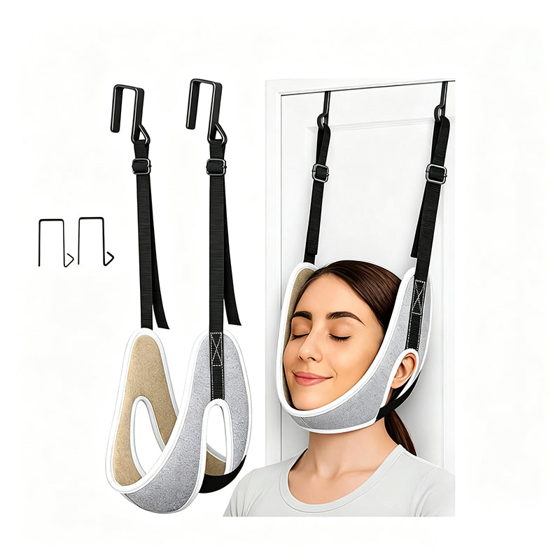 Dispositivo de tracción cervical para colocar sobre la puerta para alivio del dolor de cuello