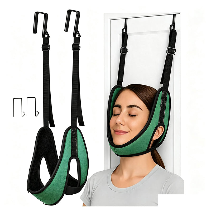 Dispositivo de tracción cervical para colocar sobre la puerta para alivio del dolor de cuello