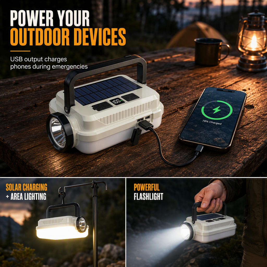 🏕️ ¡50% DE DESCUENTO POR TIEMPO LIMITADO! ☀️ Linterna de camping LED recargable con energía solar - Resistente a la intemperie, portátil, multiusos ✨