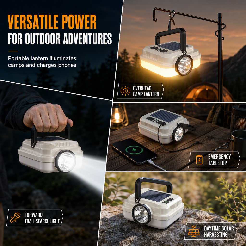 🏕️ ¡50% DE DESCUENTO POR TIEMPO LIMITADO! ☀️ Linterna de camping LED recargable con energía solar - Resistente a la intemperie, portátil, multiusos ✨