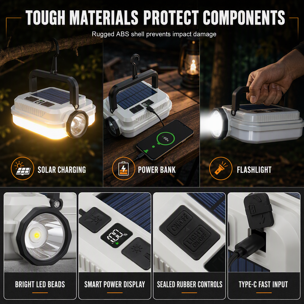 🏕️ ¡50% DE DESCUENTO POR TIEMPO LIMITADO! ☀️ Linterna de camping LED recargable con energía solar - Resistente a la intemperie, portátil, multiusos ✨