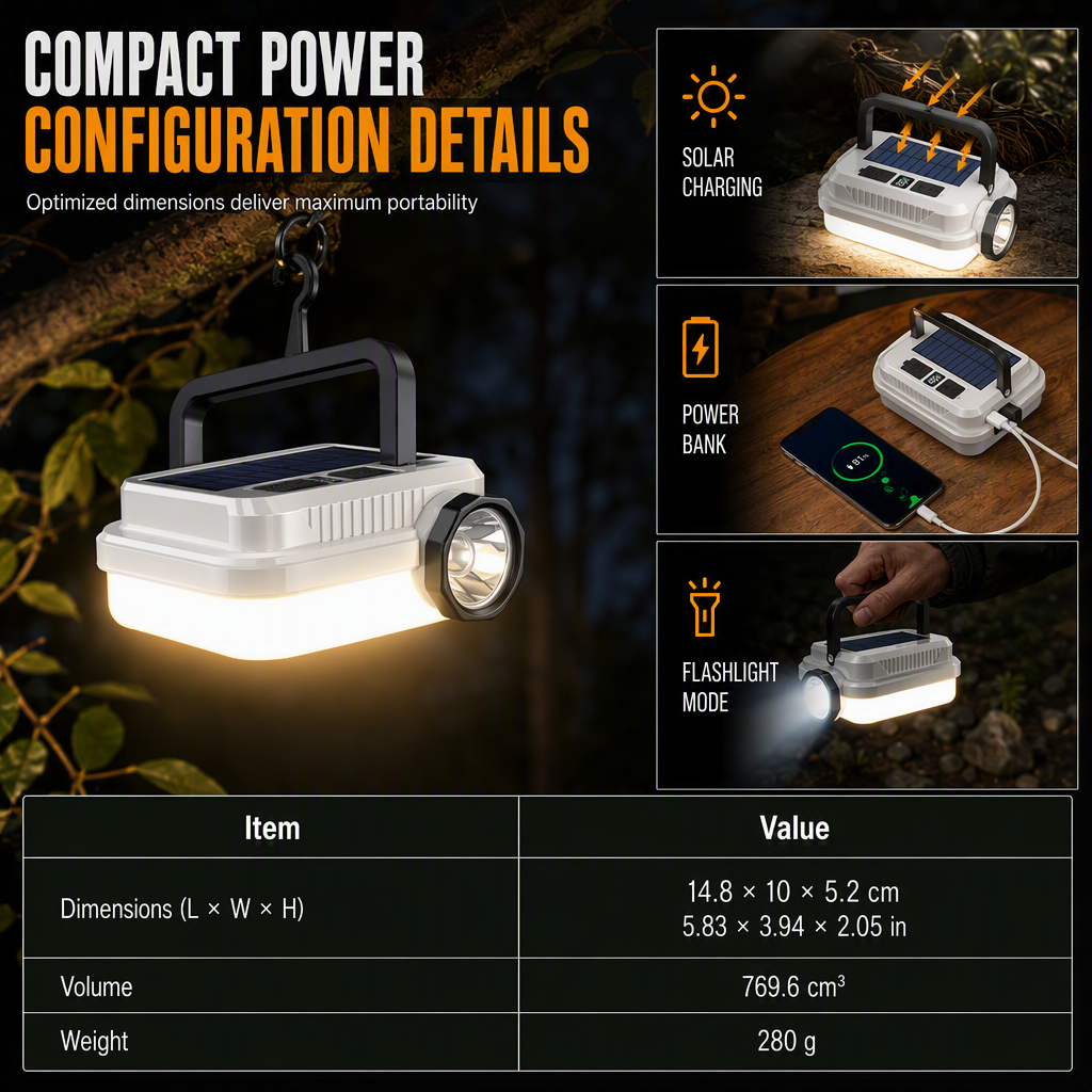 🏕️ ¡50% DE DESCUENTO POR TIEMPO LIMITADO! ☀️ Linterna de camping LED recargable con energía solar - Resistente a la intemperie, portátil, multiusos ✨