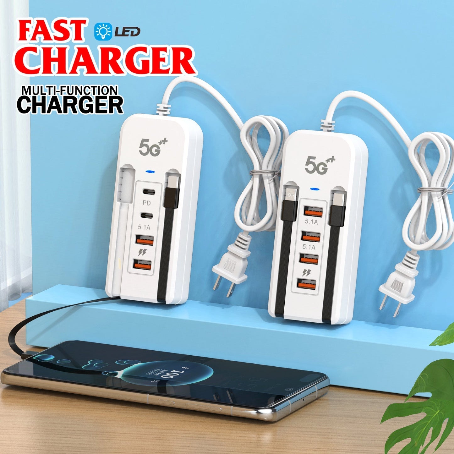 Estación de Carga de Escritorio USB Multipuerto