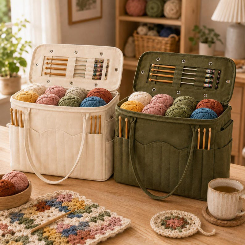 Knit Anywhere Instantly! Tangle-Free Canvas Yarn Bag
