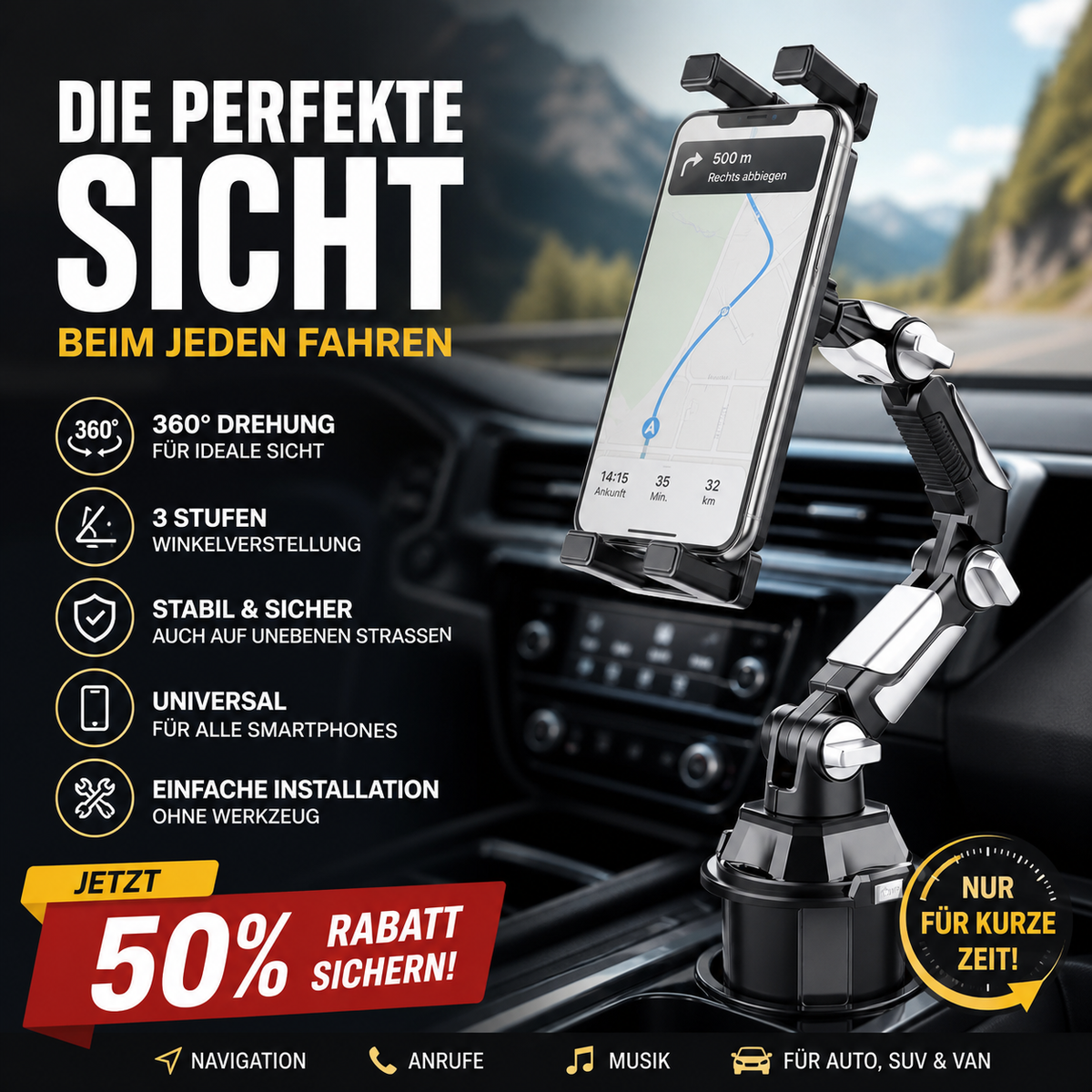 📢Novedad🚗Portavasos para automóvil giratorio y ajustable 360°