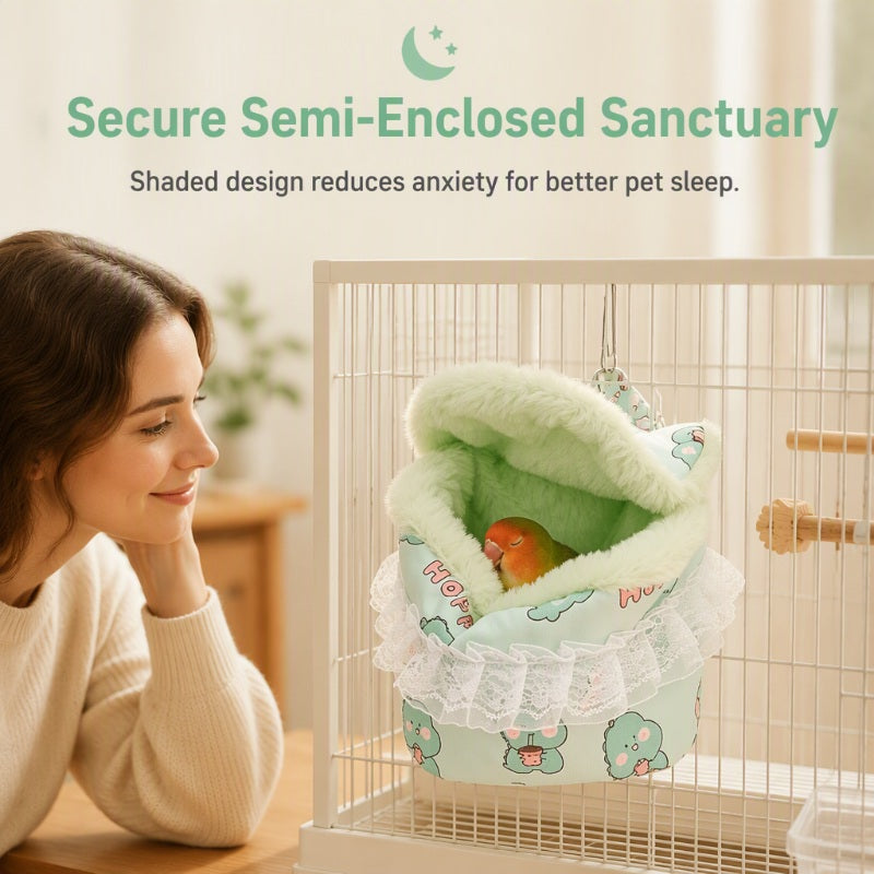 🦜 ¡50% DE DESCUENTO! ✨ Nido Colgante Cálido para Mascotas Pequeñas – Interior de Felpa Suave, Diseño Semicerrado y Ganchos Metálicos Resistentes ☁️🐾