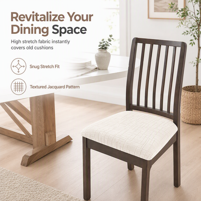 Funda Elástica sin Tirantes para Asiento de Silla de Comedor con Patrón de Cuadros para Hogar y Hotel