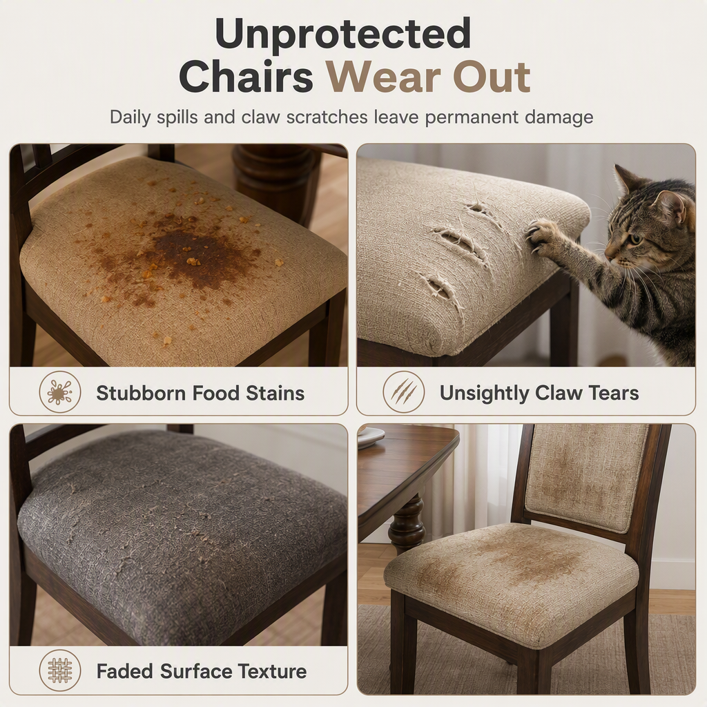 Funda Elástica sin Tirantes para Asiento de Silla de Comedor con Patrón de Cuadros para Hogar y Hotel