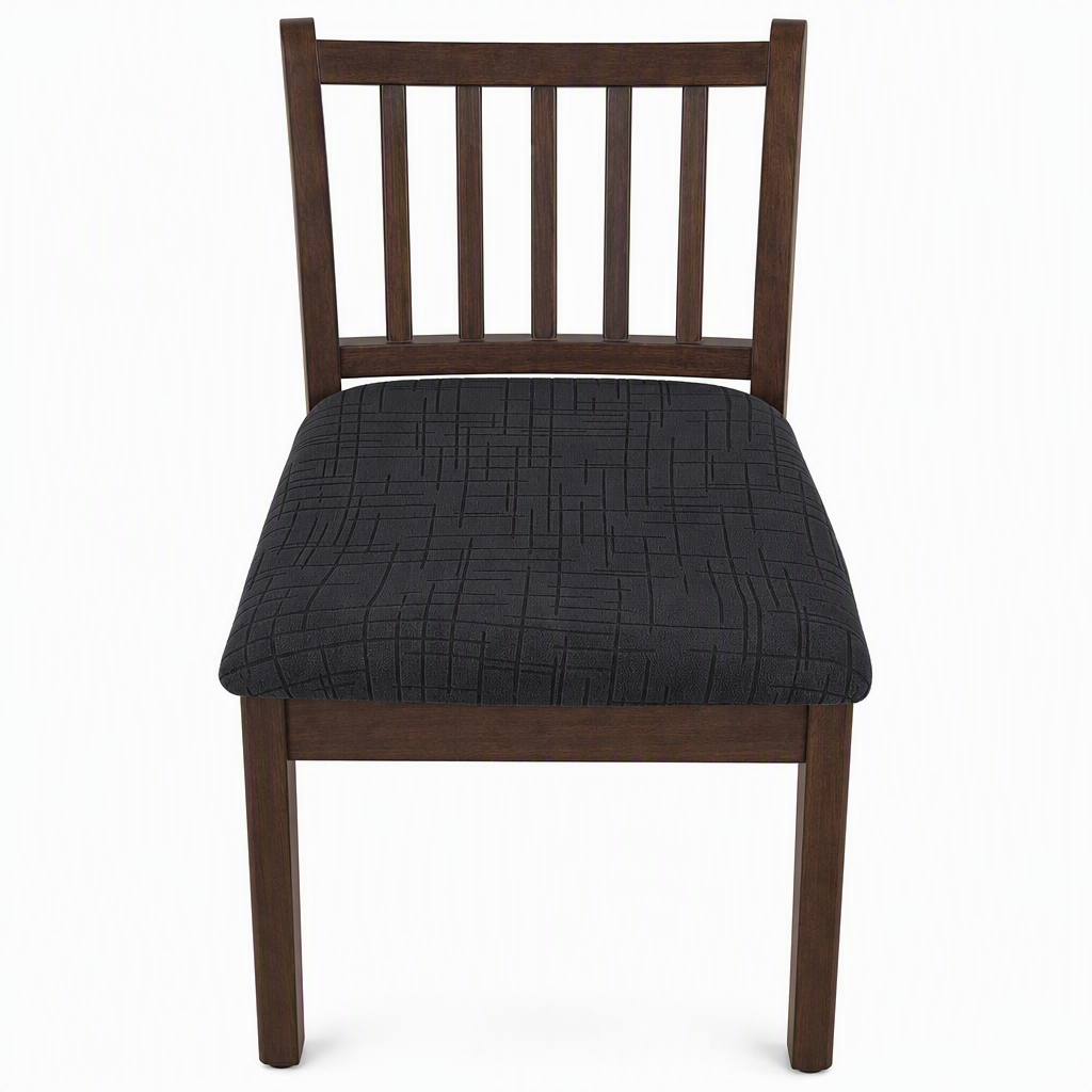 Funda Elástica sin Tirantes para Asiento de Silla de Comedor con Patrón de Cuadros para Hogar y Hotel