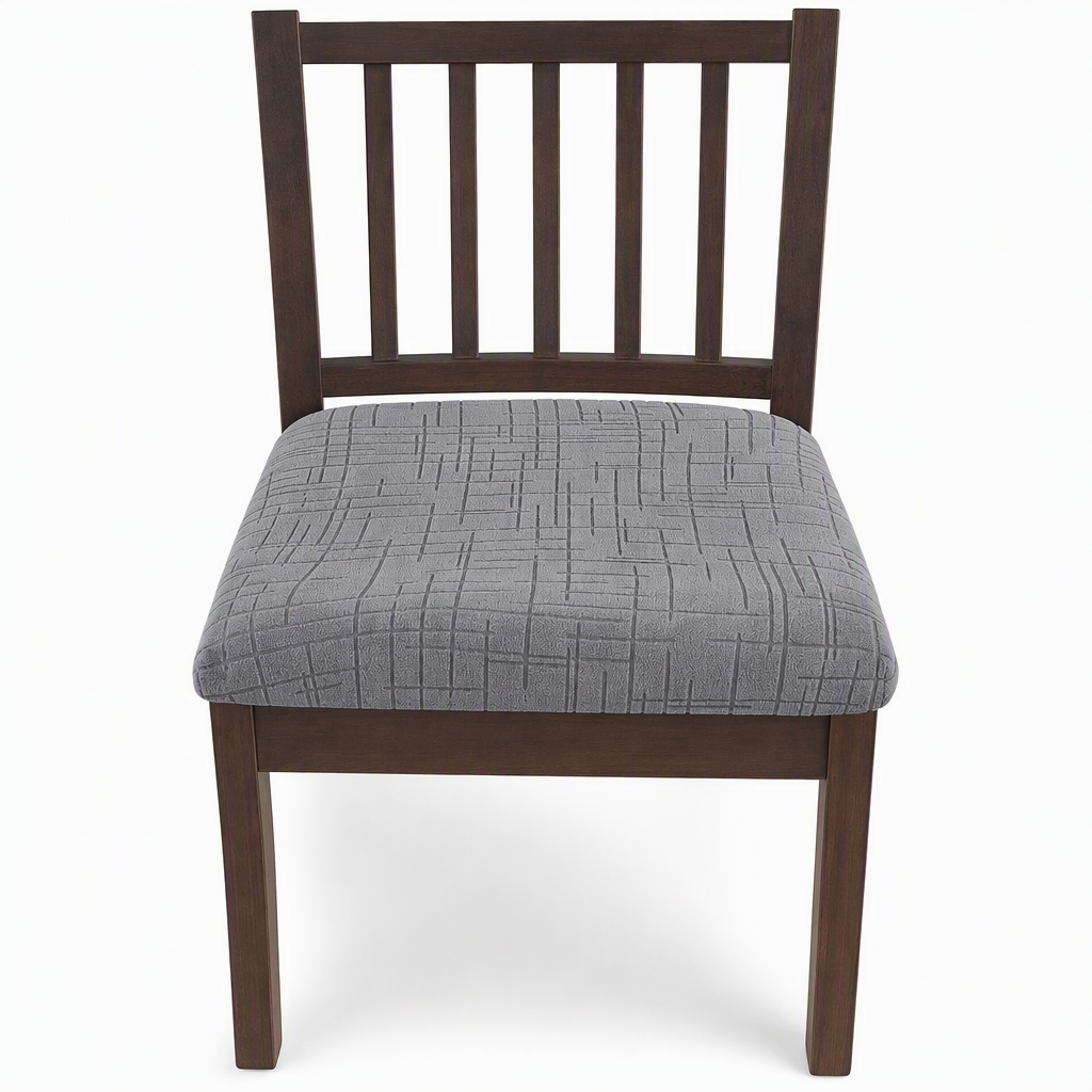 Funda Elástica sin Tirantes para Asiento de Silla de Comedor con Patrón de Cuadros para Hogar y Hotel