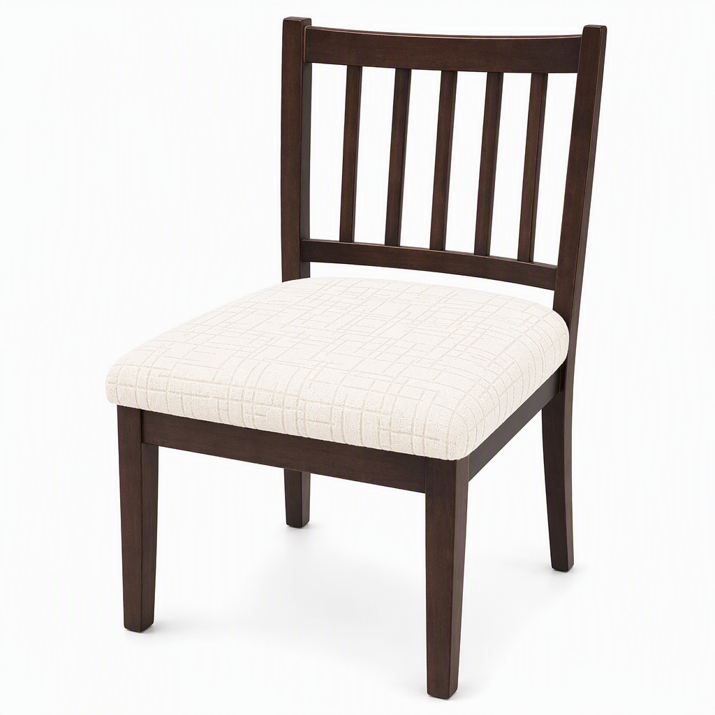 Funda Elástica sin Tirantes para Asiento de Silla de Comedor con Patrón de Cuadros para Hogar y Hotel