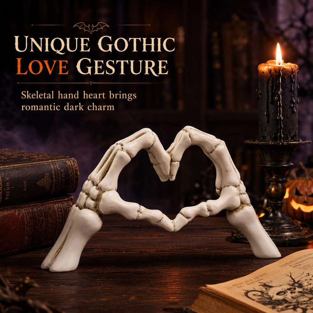 🎃¡Novedad!🔥Figura de Esqueleto de Resina con Gesto de Corazón para Halloween y Decoración del Hogar