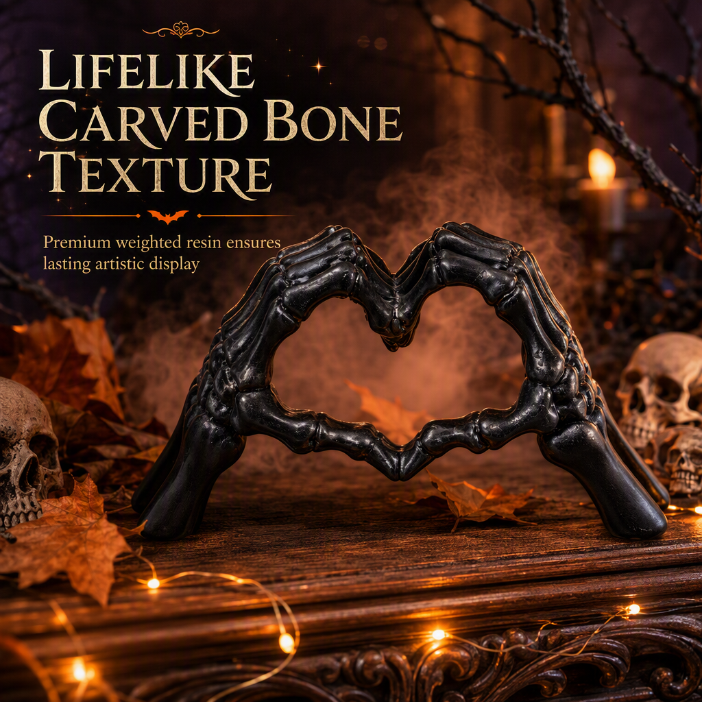 🎃¡Novedad!🔥Figura de Esqueleto de Resina con Gesto de Corazón para Halloween y Decoración del Hogar