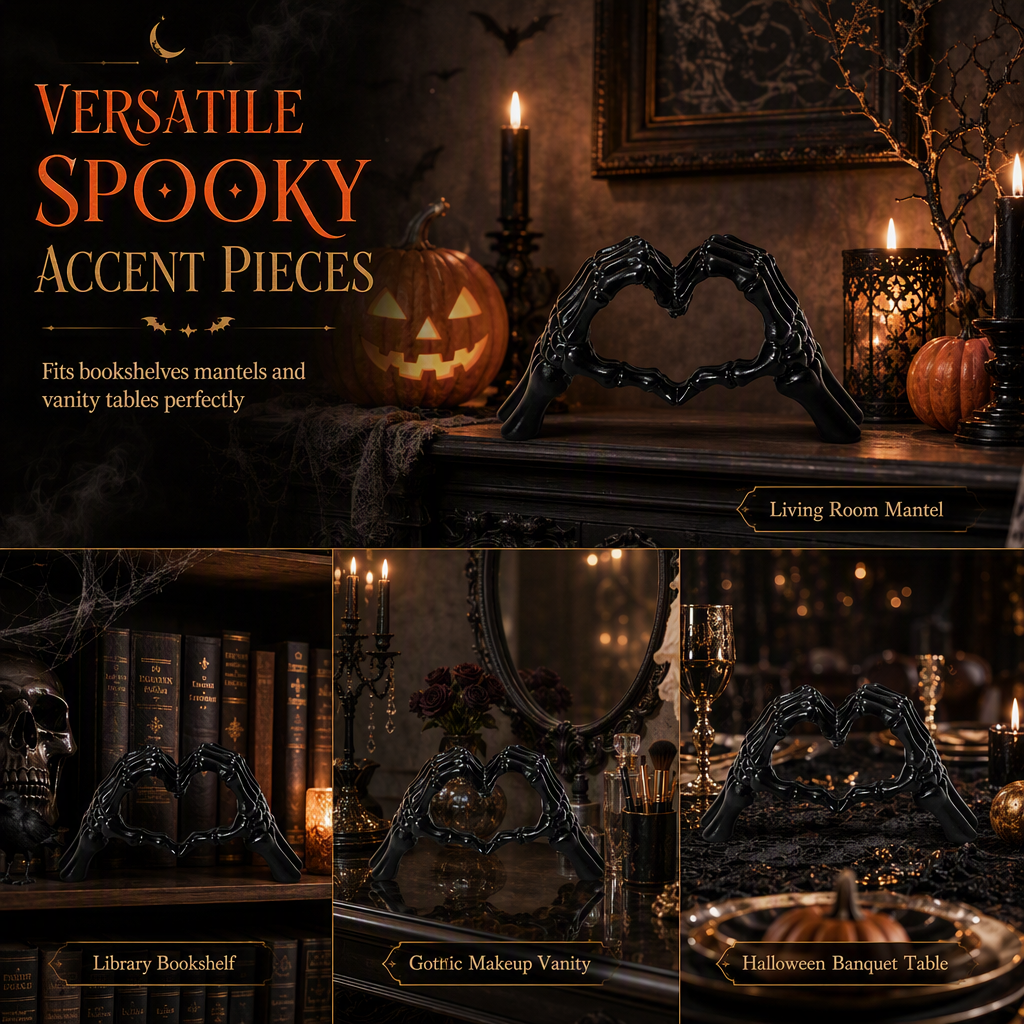 🎃¡Novedad!🔥Figura de Esqueleto de Resina con Gesto de Corazón para Halloween y Decoración del Hogar