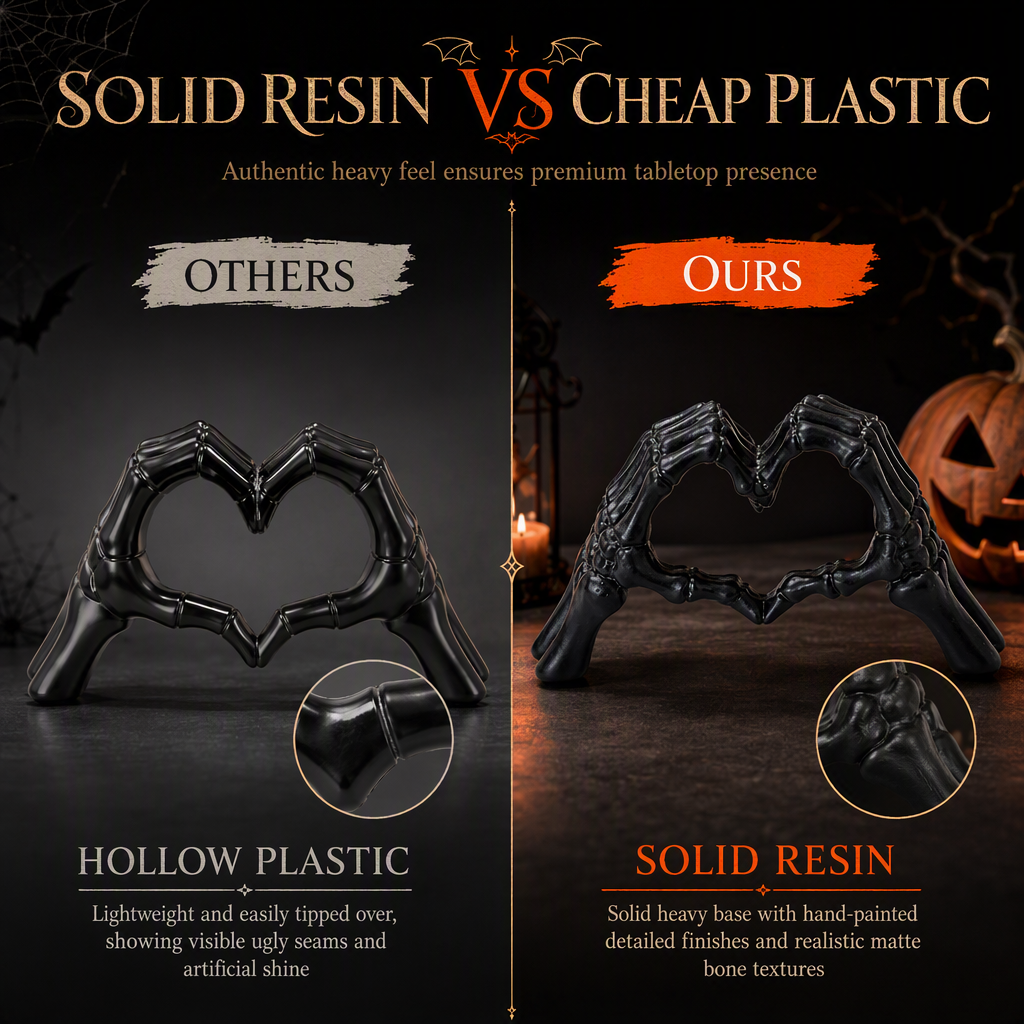 🎃¡Novedad!🔥Figura de Esqueleto de Resina con Gesto de Corazón para Halloween y Decoración del Hogar
