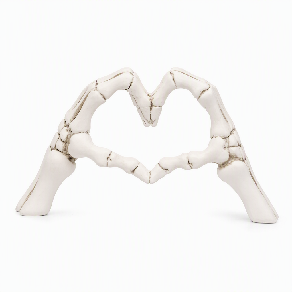 🎃¡Novedad!🔥Figura de Esqueleto de Resina con Gesto de Corazón para Halloween y Decoración del Hogar